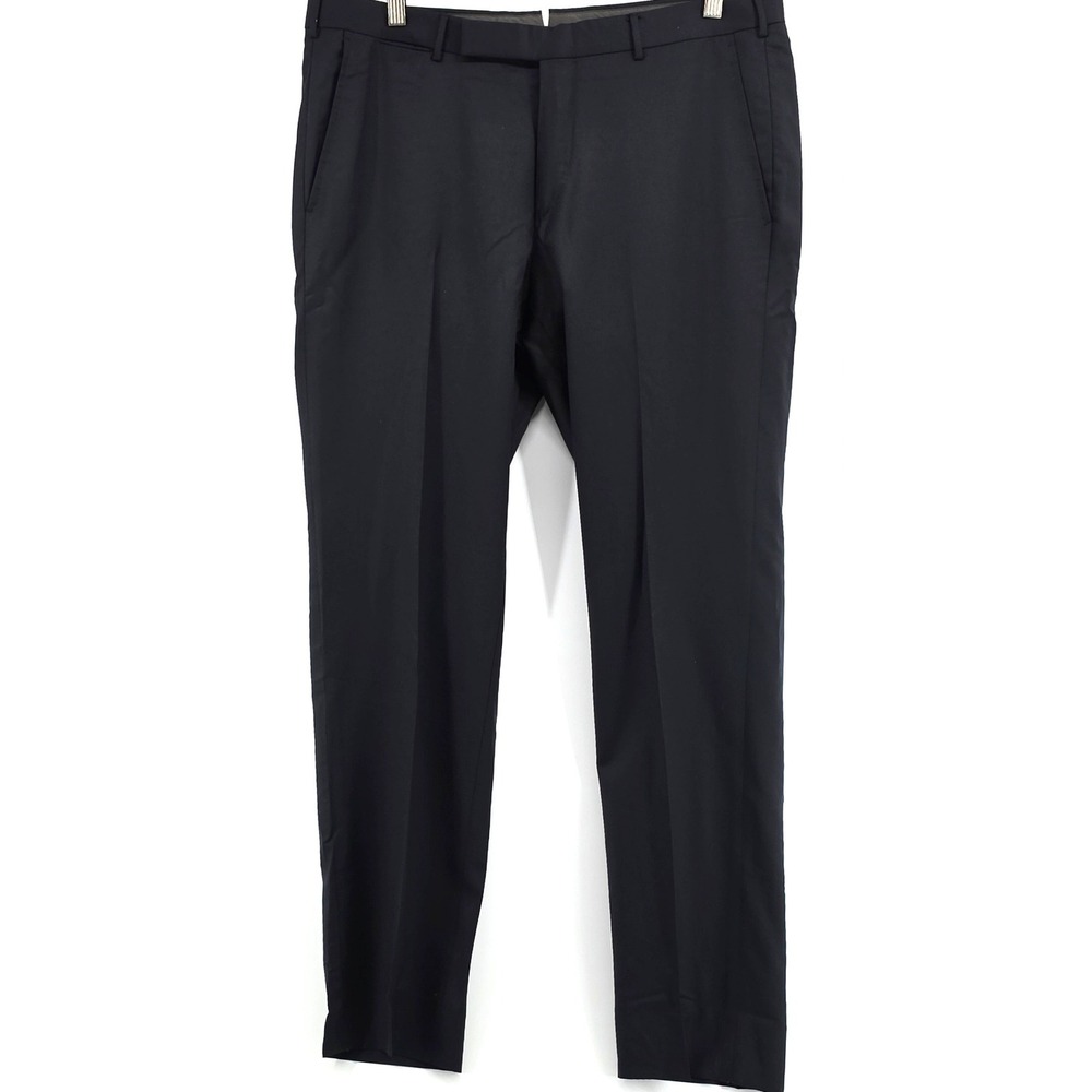 Ermenegildo Zegna Micronsphere Wool Dress Pants Men 52R IT36 Black Trouser 36x32